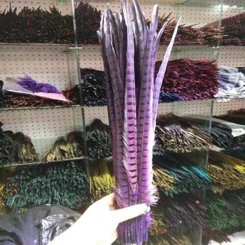 Beautiful 22-24inches/55-60cm 100 Pcs Purple Pheasants Feathers Stage Performances Wedding Decoration Accessories