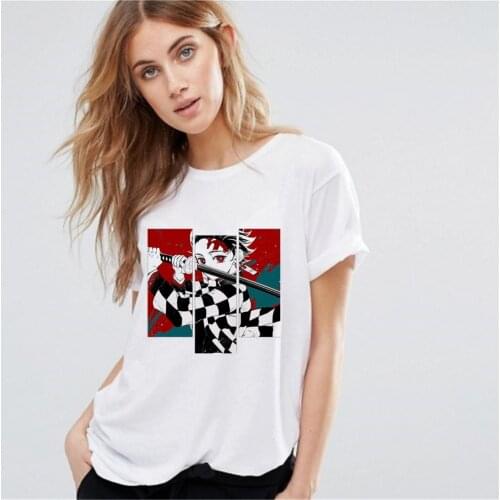 Hot Japanese Anime Demon Slayer Kimetsu No Yaiba T Shirt Women Kawaii Demon Slayer Tshirt Kamado Tanjirou Graphic Tees Female