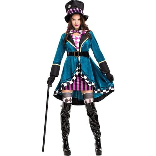 Adult Women Miss Mad Hatter Fancy Dress Halloween Gothic Deluxe Ladies Cosplay Fancy Dress