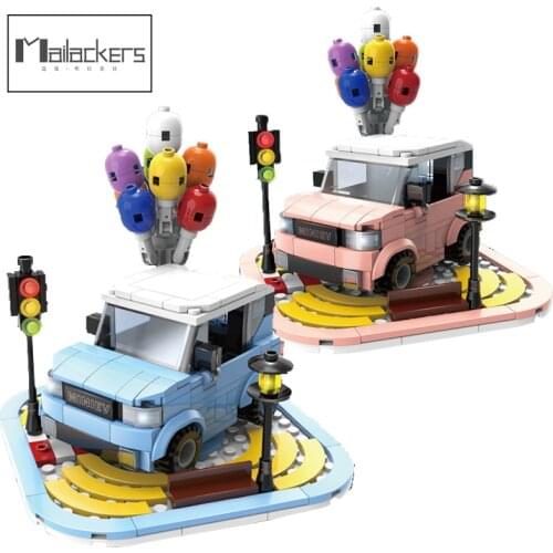 Mailackers City Street Scene Speed Car WULING HONGGUANG MINIEV MOC Van Supercar Wait For The Red Light Model Building Blocks Toy
