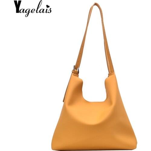 Fashion Pu Leather Composite Bags For Ladies Casual Solid Large Capacity Bucket Bags For Women Simple Vintage Messenger Bags New