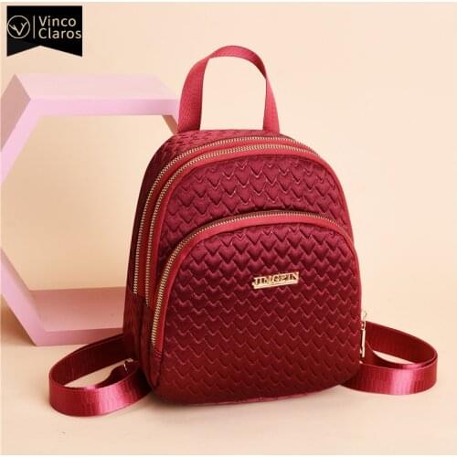 Fashion Nylon Mini Backpack Women Heart-shaped Print Small Bagpack Multi-function Mochila Multi-pockets Designer Bag for Girls