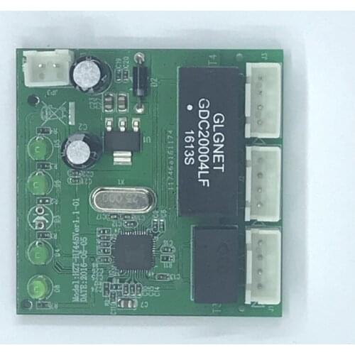 OME 3 Ports Switch module PCBA 4 Pin Header UTP PCBA Module with LED Display Screw hole positioning Mini PC Data OEM Factory