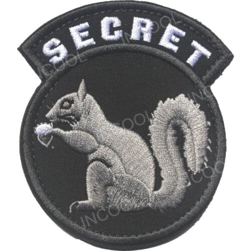 Embroidery Patch Animal Squirrel Patches Army Tactical Military Secret Patches Emblem Appliques Black Embroidered Badges