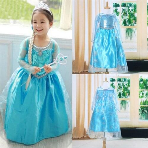 Party Fancy Toddler Baby Girls Princess Elsa Dress Cosplay Elsa Costumes Infant Kids Children Birthday Tutu Dresses Crown Set