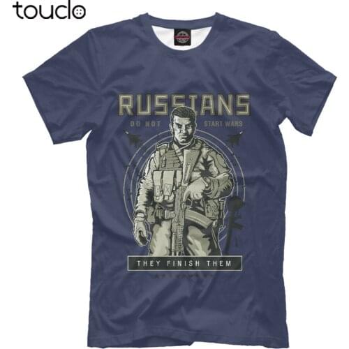 Apmnr Poccnn New T-Shirt Russians Do Not Start Wars They Finish Them 100% Quality Cotton Men Print T-Shirt Dress T-Shirt
