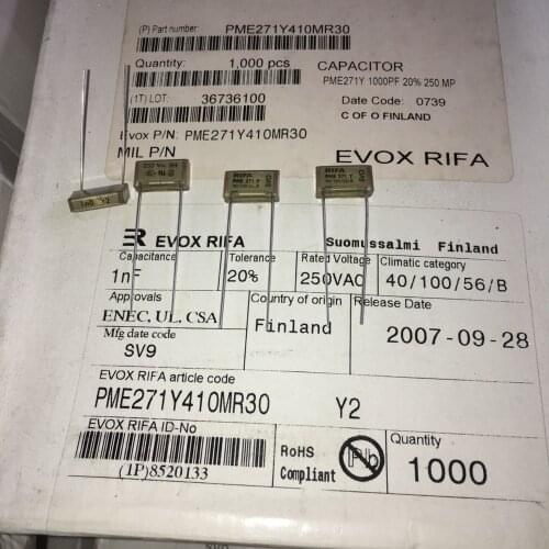 New and origina 20PCS PME271Y 410MR30 1N Y2 250VAC 102 RIFA Safety Film Capacitors