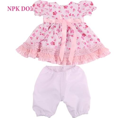 Reborn Baby Doll Clothes 0-3 month Girl Dress Pink Orange Soft Cotton Rope 22 inch Dolls Christmas Gift Summer Skirt NPKDOLL