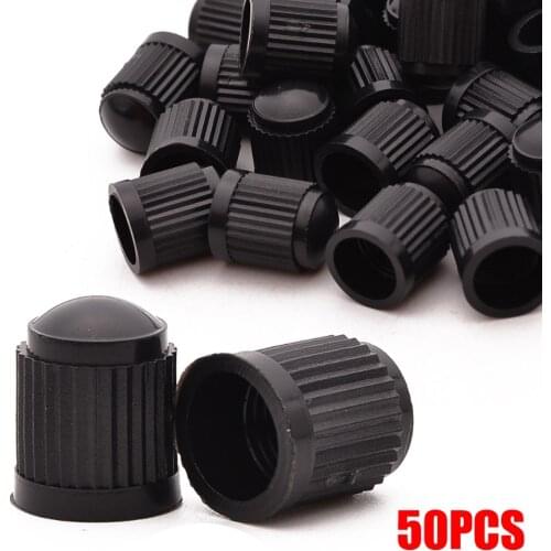 50pcs/lot Plastic Car Motorcycle Truck Wheel Tire Valve Stem Cap Dust Cover Lid Black Tyre Air Wheel Valve Stem Caps