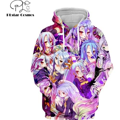 PLstar Cosmos Kawaii No Game No Life Purple Cool 3d hoodies/sweatshirt Hipster Anime Unisex Face Tops Pullovers-19