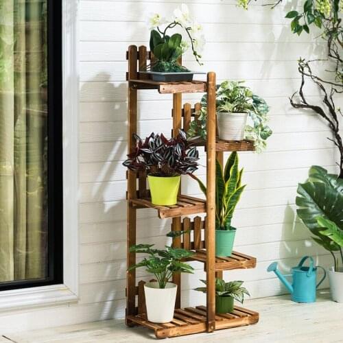 Plant Stand Solid Wood Sturdy Flower Stand 5 Layer Large-Capacity Balcony Living Room Garden Outdoor Furniture Plant Rack