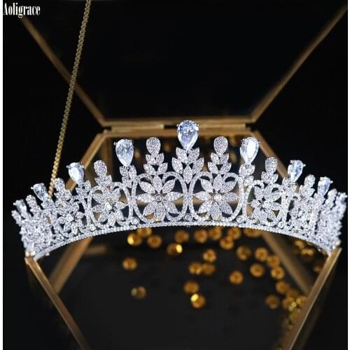 Full CZ Cubic Zirconia European Pageant Tiaras Princess Birthday Crowns Party Prom Hair Jewelry Wedding Bridal Accessories