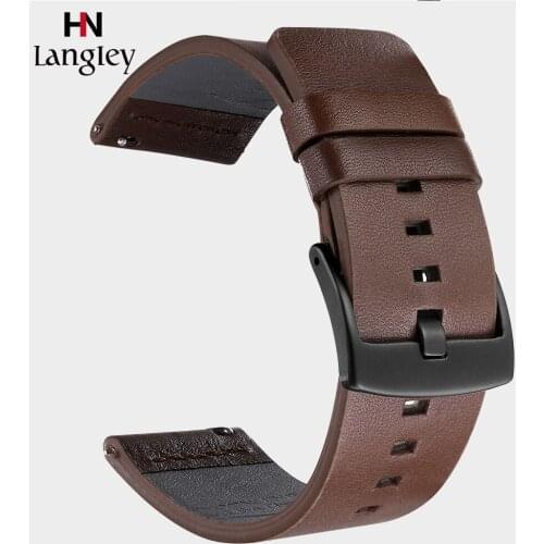 18 20 22 24mm Width Quick Release Genuine Leather Watch Band For Samsung Galaxy Watch 42 46mm Gear S2 S3 20 22mm Bracelet Straps
