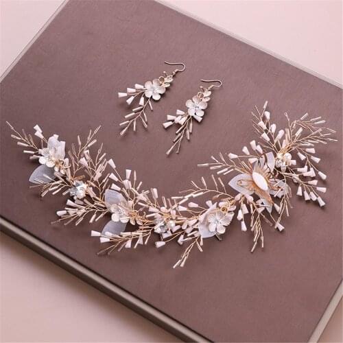 Luxury Golden Tiaras & Earrings Sets Crystal Handmade Bridal Princess Bridal Wedding Hair Accessories Jewelry Tiaras Crowns