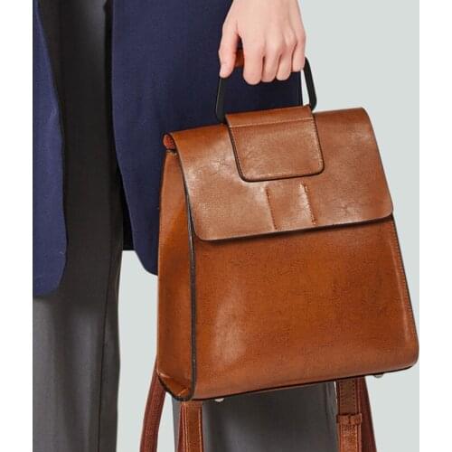 Backpack Luxury Bag Women Bags Designer 2019 New Cowhide Casual Daypack Fashion Oil Wax Leather High Quality Satchel Mochila