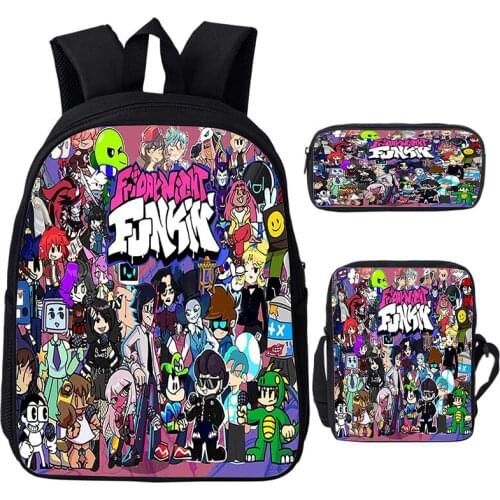Hot Game Friday Night Funkin School Backpack 3 Pcs/Set Boys Girls School Bags Rucksack Teens Travel Fnf Bookbag Anime Bagpacks