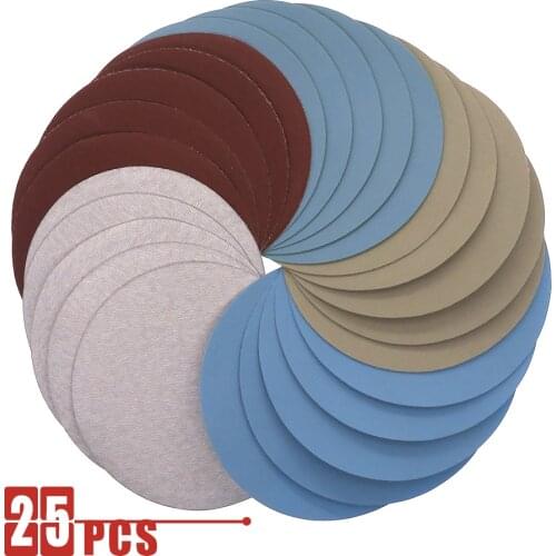 25PCS 5Inch 125MM Assorted Sandpaper Hook and Loop Sanding Disc 1000# /2000# /3000#/4000# 5000#Grits for Polishing