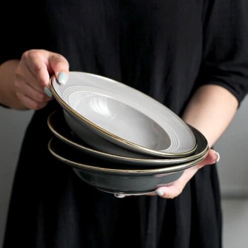Nordic Phnom Penh household simple ceramic plate straw hat plate Western food plate soup plate Wanpan