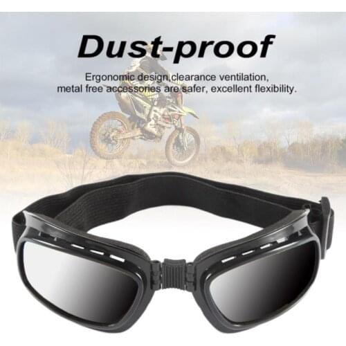 Folding Motorcycle Glasses Windproof Ski Goggles Off Road Racing Eyewear Adjustable Elastic Band Anti radiant UV Color Frame Eye
