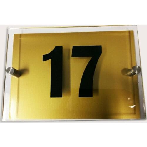 MODERN HOUSE PLAQUE DOOR NUMBER STREET SIGN GLASS EFFECT ACRYLIC AND ALUMINIUM