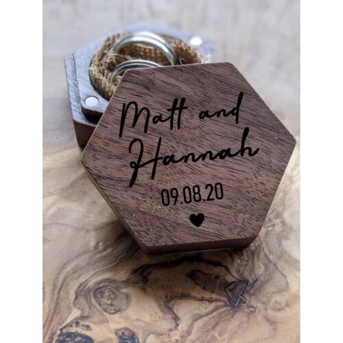 Wedding Personalised Engraved ring box proposal ring bearer I do custom design wooden initials name date Mr and Mrs ring pillow