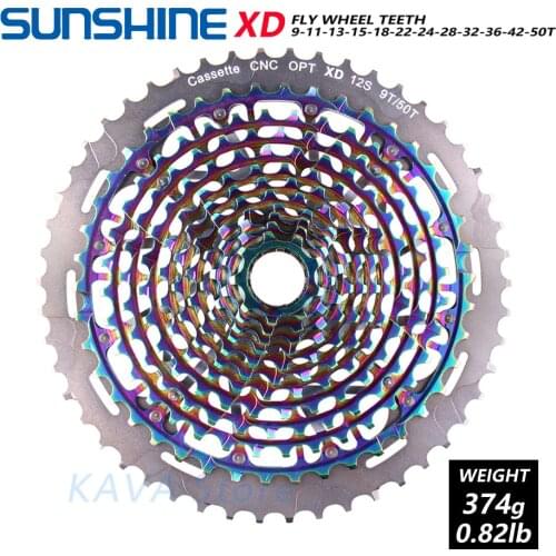 SUNSHINE Mountain Bike Freewheel 11/12Speed 9-42/46/50T XD 375g Ultralight Cassette flywheel Black/Silver/Rainbow For SRAM XD k7