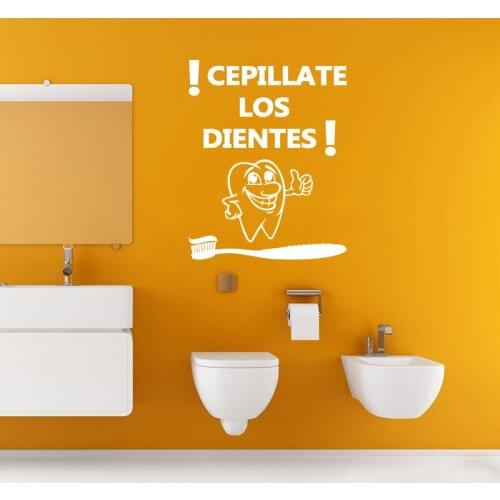 Vinyl wall sticker funny brushing teeth removable art wallpaper mural decal poster for bathroom bathroom house decoration GW054