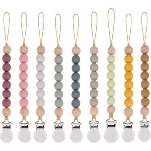 Pacifier Clips Chain Silicone Beads BPA Free DIY Dummy Clip Holder Soother Chains Baby Teething Toys Chew Gifts