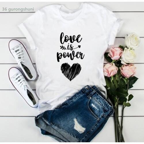 New hot sale women t-shirt Love is Power-arrow and hearts printed femmn t shirt aesthetic camiseta mujer tshirt tumblr tops tee