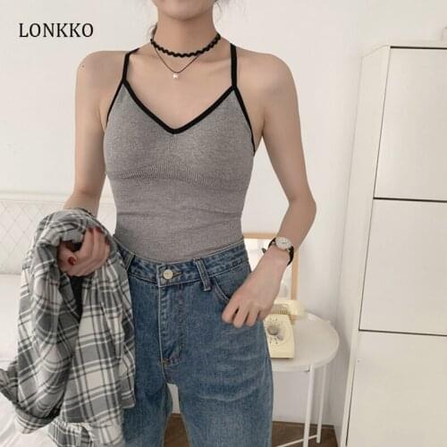 Strap Top Camisoles For Women Long Tops Cross Backless Bralette Active Bra Sexy Top Female Seamless Cotton Wireless Underwear