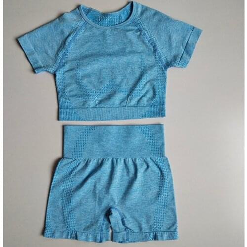 Women Yoga Shorts Sets High Waisted Short Sleeve Crop Top Fitness Set Women Workout Clothing Sport Wear Women Set Gym Outfit