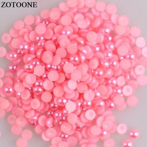 ZOTOONE Craft Deep Pink ABS Imitation Pearls Half Round Flatback Pearls Resin Beads Nail Art Decorations Diy Strass Applique E