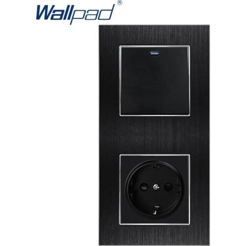 1 Gang 2 Way EU Socket German Standard Wallpad Luxury Wall Outlet Satin Metal Panel 86*172mm Wall Power Outlet
