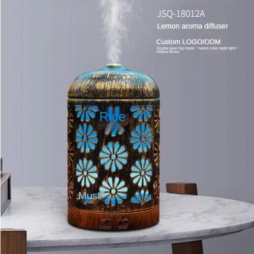 200ml Air Humidifier Iron Metal Ultrasonic Mist Maker Aroma Essential Oil Diffuser with 7 Color Light Home SPA USB Fogger