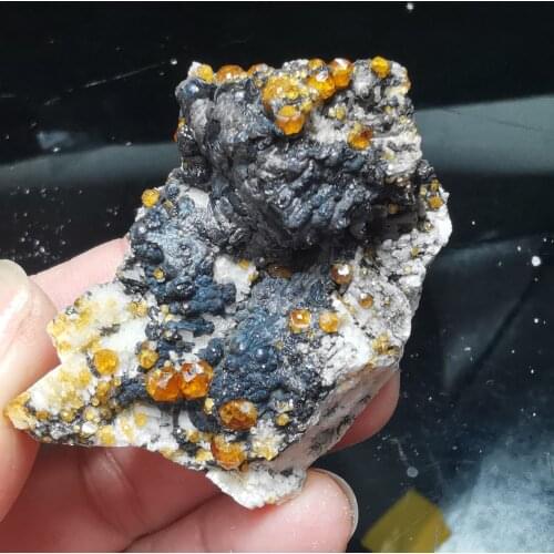 37.9g.Rare natural garnet crystal hexagonal point feldspar mica brass multi mineral crystal symbiotic halo energy healing