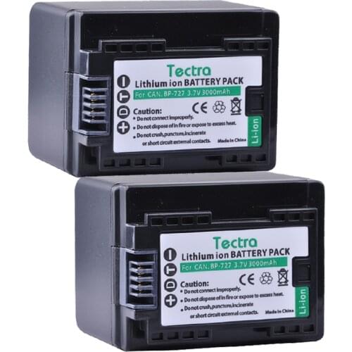 Tectra 2PCS/PACK BP-727 BP727 Camera Li-ion Battery for Canon VIXIA HF M50 M500 M56 M52 M60 R30 R300 R308 R506 DSLR Camera