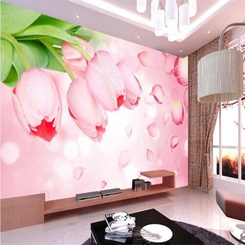 Beibehang papel de parede,Romantic tulips 3D TV wall background 3d wallpaper fresco living room sofa bedroom custom size