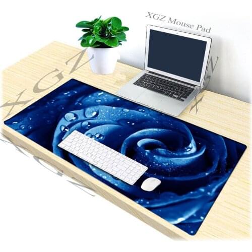XGZ Blue Water Drops Rose HD Custom Large Mouse Pad Black Lock Edge Computer Keyboard Table Mat Rubber Stripe Non-slip Csgo Xxl
