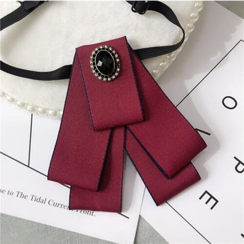 Korean Cloth Art Bow Tie Brooch Pin Bowkown Rhinestone Necktie Suit Shirt Collor Vintage Jewelry Gifts for Men Accessories