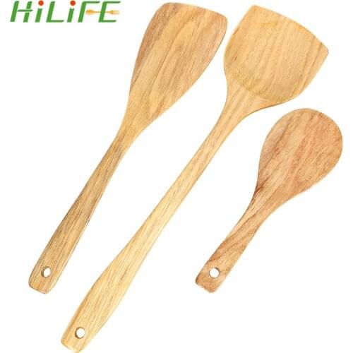 HILIFE Wooden Turner Wooden Spatula Kitchen Accessories Wood Shovel for Non-stick Pan Cookware Rice Spoon Kitchen Cooking Tool