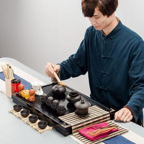 Elegant Chinese wood Tray Classic Kung Fu Tea Set Table Serving Tray Small Natural Traditional For Teapot Storage