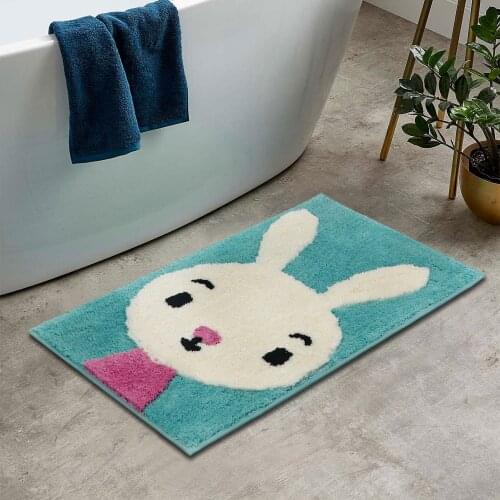Cartoon Animal Tufted Floor Mat Household Carpet Door Foot Mat Toilet Bathroom Anti-slip Absorbent Bath Rug Rabbit 50x80cm