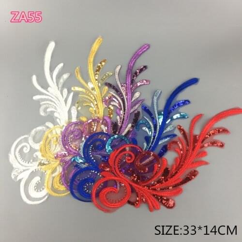 European hot new red gold sequin embroidery flower lace accessories wedding costumes decorative patch ZA55