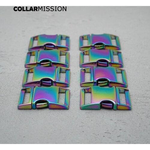 10pcs/lot Metal release curved buckle durable hardware for high quality lock dog cat collar parts Zinc Alloy Rainbow CK25CH02