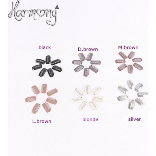 Harmony Stock metal snap clip for hair extensions/ 2.3cm with 6, 7 teeth 100pcs per pack 10 packs/lot