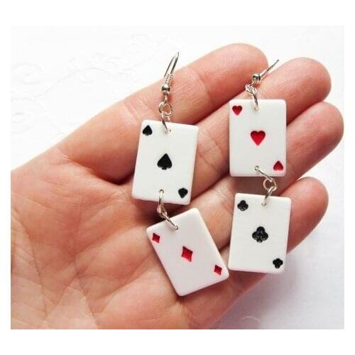 Cute Playing Card Earrings / Poker Earrings / Vegas / Cards / Lucky / Earrings/Lucky Casino Poker Game Costume Jewelry