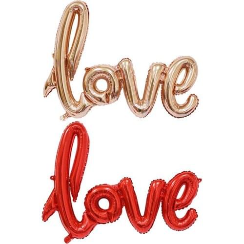 Fashion Ligatures Red Champagne gold LOVE Letter Foil Balloon Anniversary Wedding Valentines Party Decoration Balloon