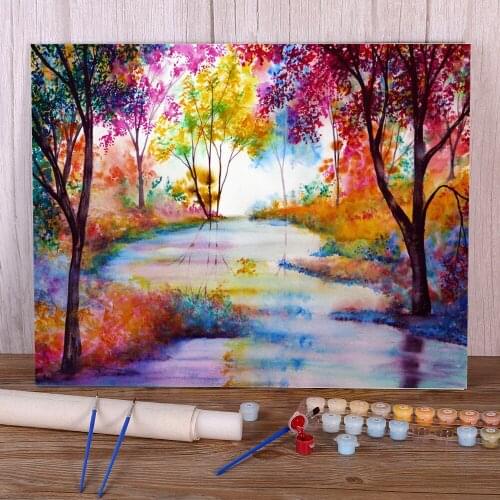 Natural Scenery Affinity Paint By Numbers Package Oil Paints 40*50 Paiting By Numbers Decorative Paintings For Handicraft