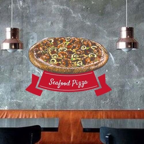 Pizza Sticker Double-sided Restaurant Decal Poster Vinyl Art Wall Decals Decor Mural Pizza Sticker Wall Decal Pizza Glass Decal