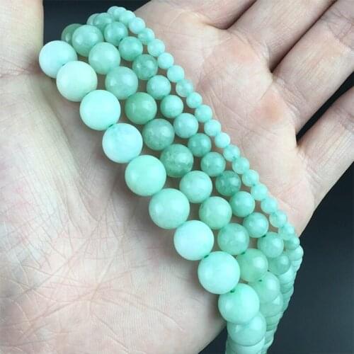 Natural Stone Mint Green Chalcedony Jades Loose Beads For Jewelry Making DIY Round Angelite Beads Bracelet 15'' 4 6 8 10 12mm